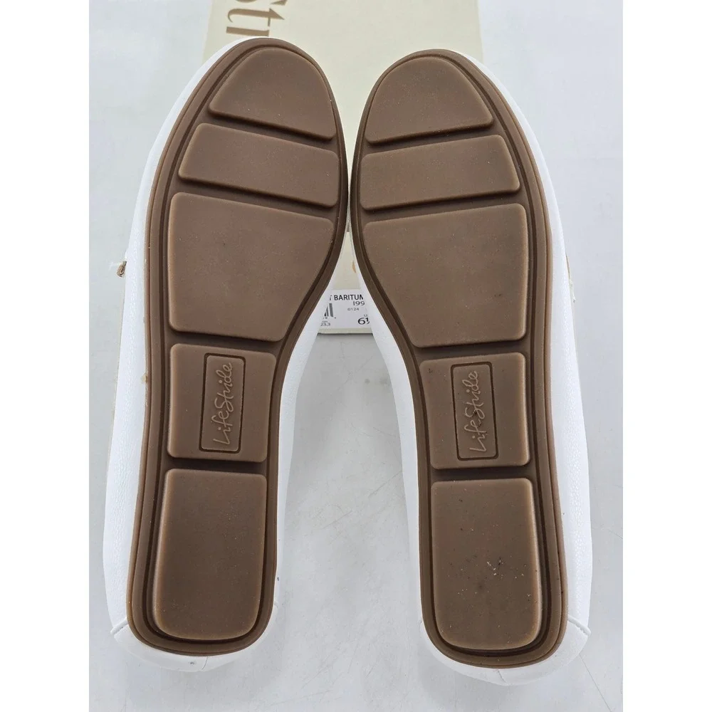 LifeStride Riviera Loafers Women 6.5W White Penny Loafers Soft System - NEW